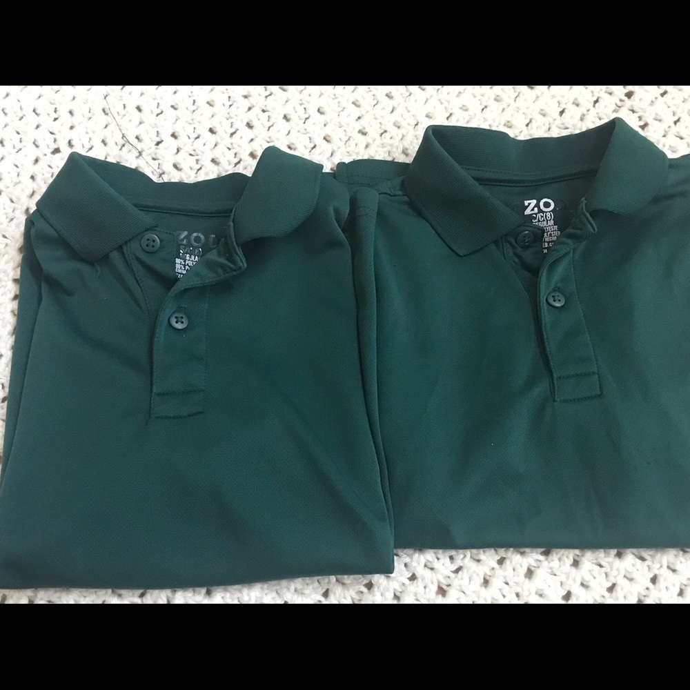 Two Izod dry fit green polo shirts